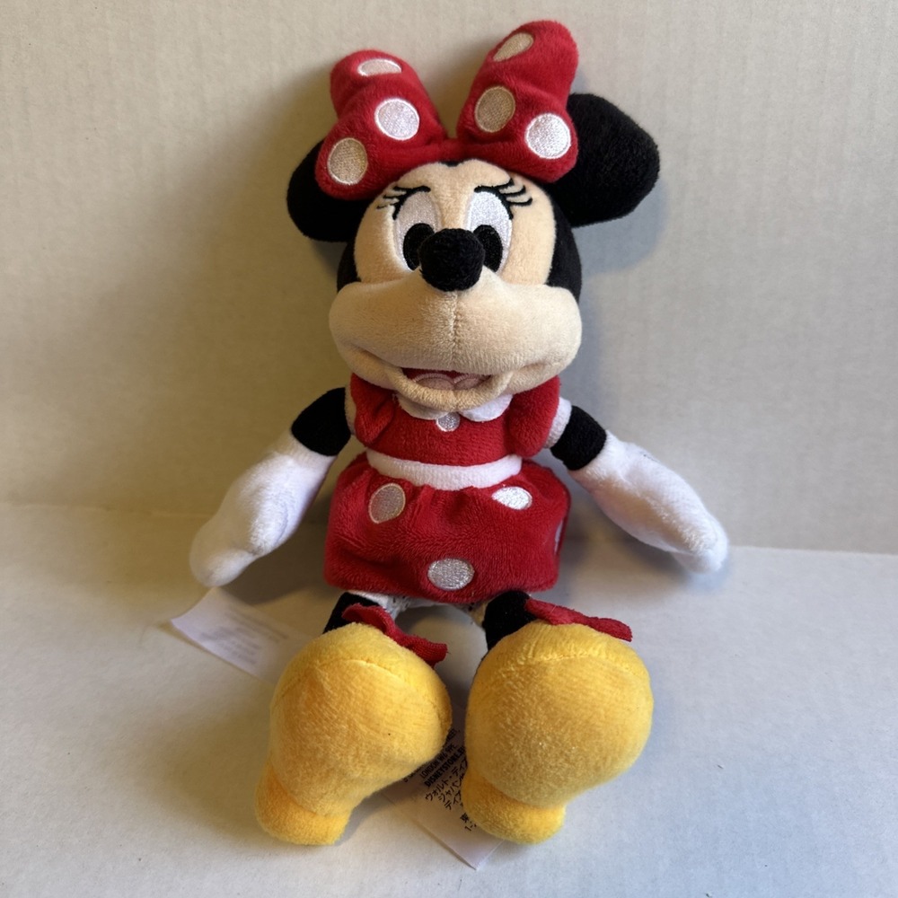 Disneyā Minnie Mouse Plush In Red Polka Dotted Dress 9"
